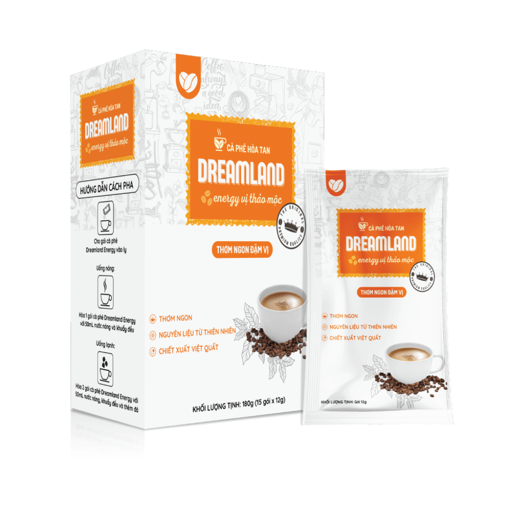 Cà Phê Hòa Tan Dreamland Energy Vị Thảo Mộc (15 Gói x 12g)