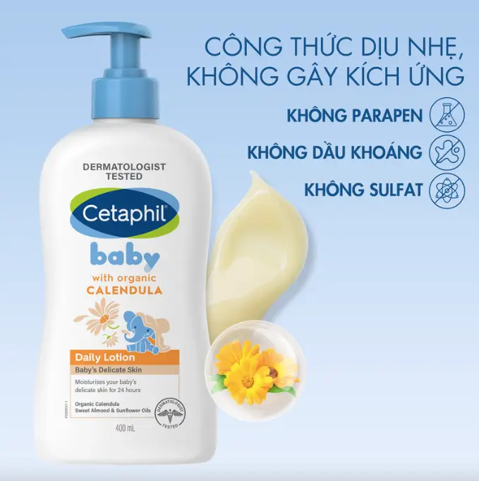 Sữa Dưỡng Thể Hằng Ngày Cho Bé Cetaphil Baby Lotion 50ml|400ml - Hình ảnh 4