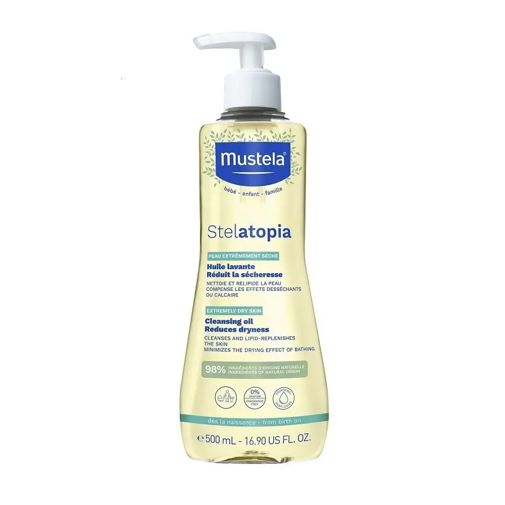 Dầu Tắm Gội Da Chàm Thể Tạng Mustela Stelatopia Anti-Itching Cleansing Oil 500ml