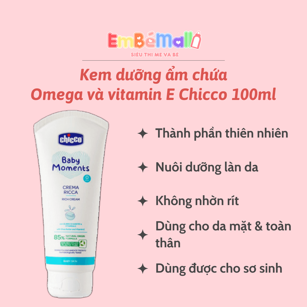Kem Dưỡng Ẩm Chứa Omega Và Vitamin E Chicco 100ml