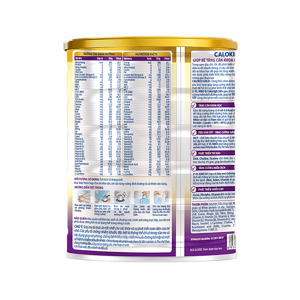 Sữa bột Vitadairy Calokid Gold (900g) - Tăng cân khoa học, Tiêu hóa tốt - Hình ảnh 2