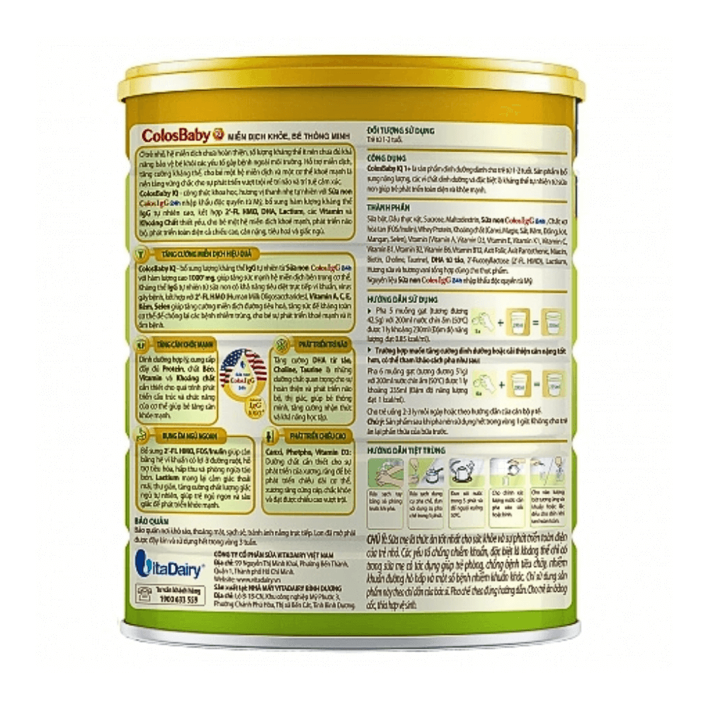 Sữa Bột Vitadairy Colosbaby IQ Gold 1+ 800g - Hình ảnh 2