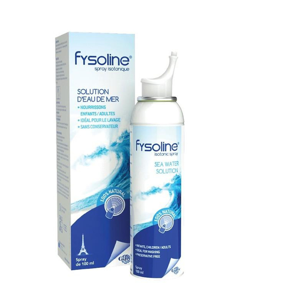 Xịt nước muối biển sâu Pháp Fysoline 100ml - Vệ sinh, giữ ẩm, cân bằng sinh lý niêm mạc mũi
