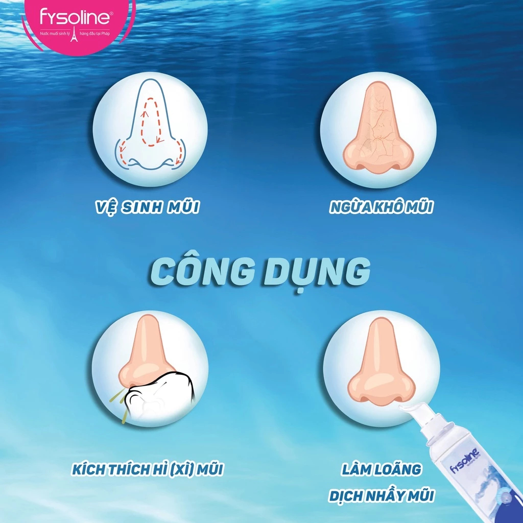 Xịt nước muối biển sâu Pháp Fysoline 100ml - Vệ sinh, giữ ẩm, cân bằng sinh lý niêm mạc mũi - Hình ảnh 3
