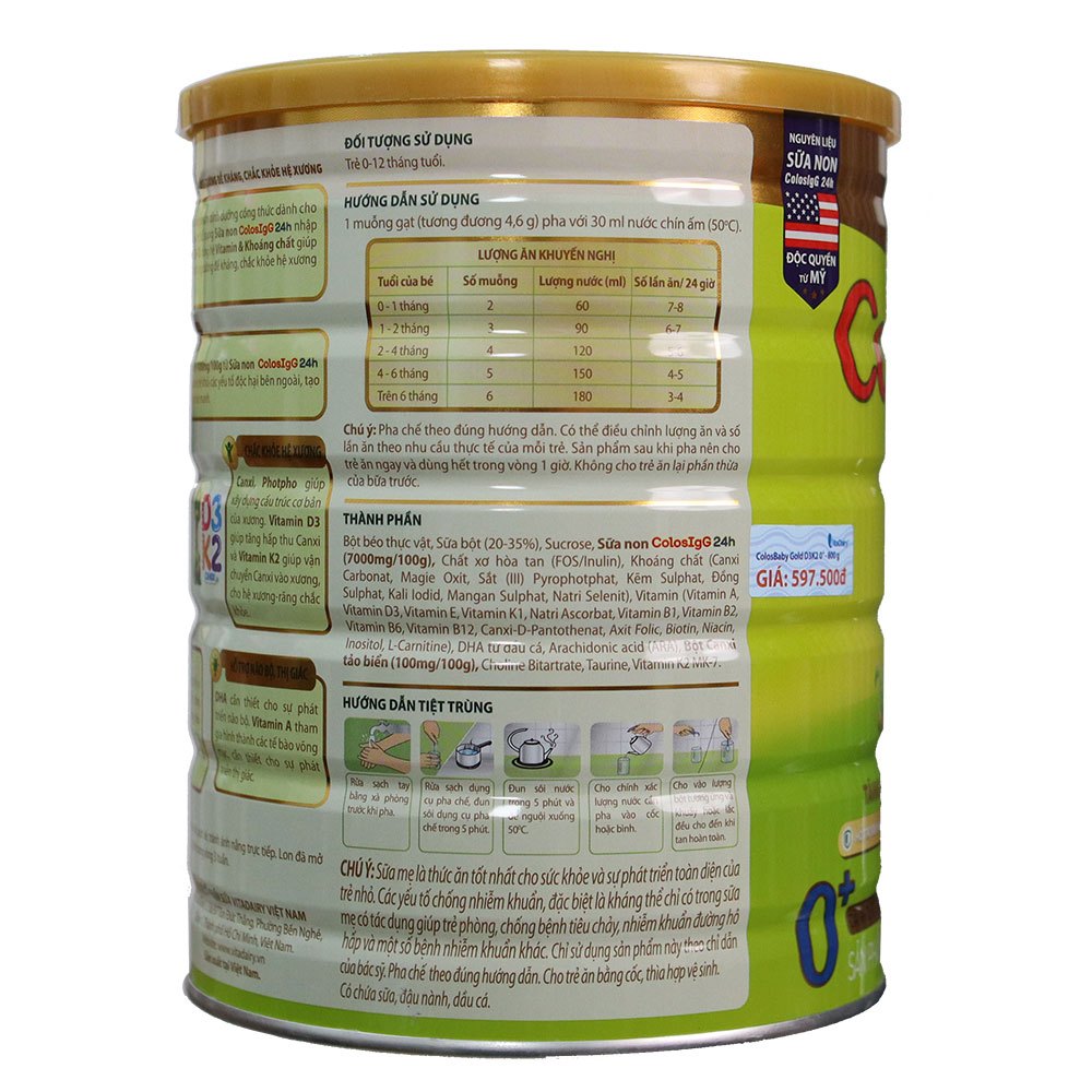 Sữa Bột ColosBaby Gold D3K2 - Tăng cường đề kháng, chắc khỏe xương - Hình ảnh 2